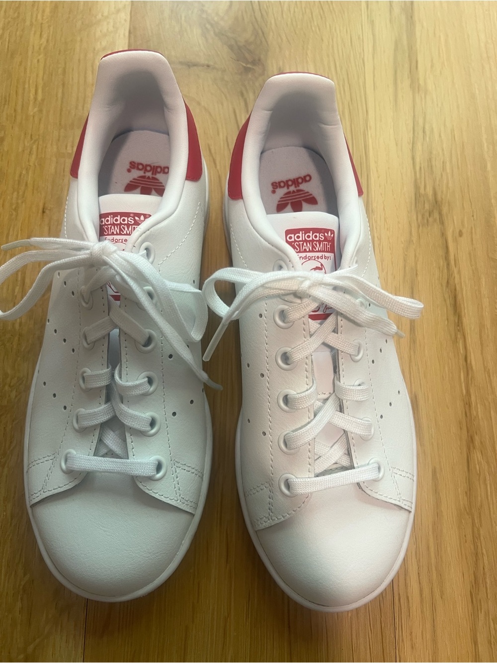 Pink Adidas White Stan Smith Sneakers (Big Kid) -Never Worn